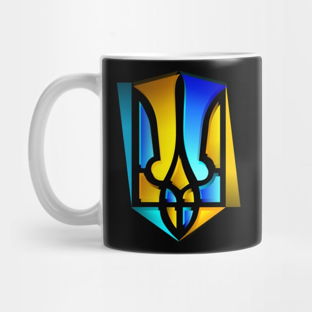 Stained glass Ukrainian trident by goldengallery